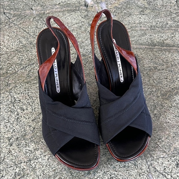 Donald J. Pliner Black and Brown Slingback Heels - Picture 2 of 5